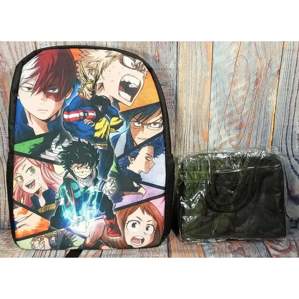 Anime Character Printed Backpack with Side Pouch‎